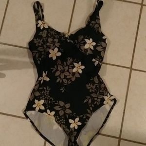 Size 16 Black floral one piece swimming suit